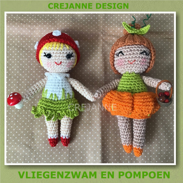 Minipoppen Vliegenzwam en Pompoen